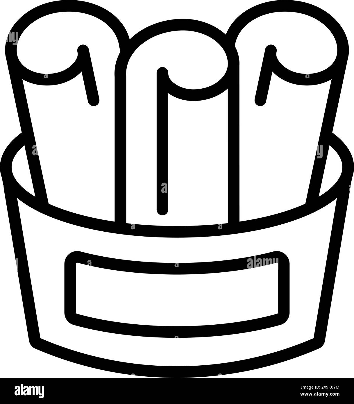 Illustration simpliste de dessin au trait de plans architecturaux enroulés ou de plans dans un support Illustration de Vecteur