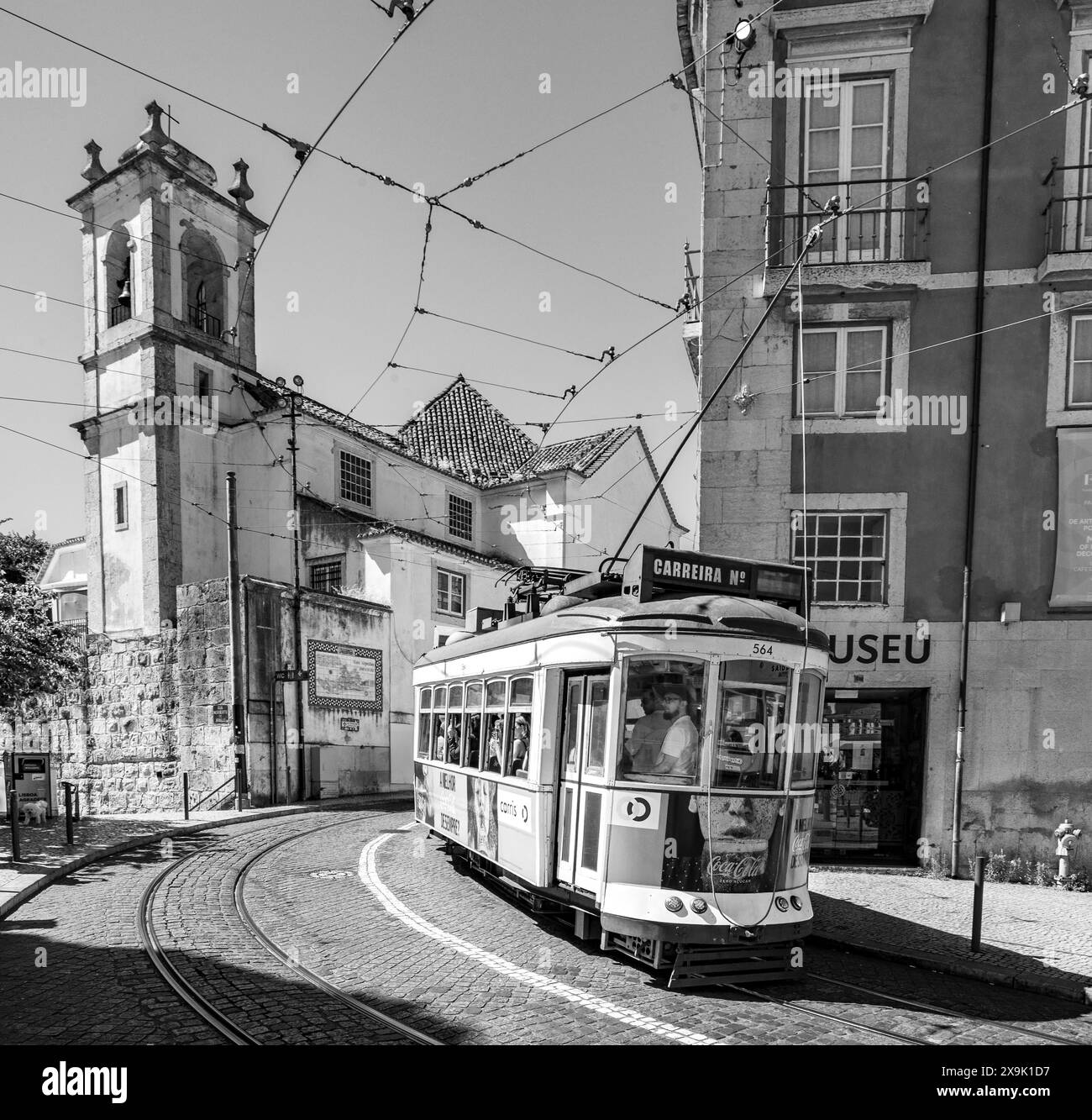 Les tramways à Lisbonne, Portugal Banque D'Images