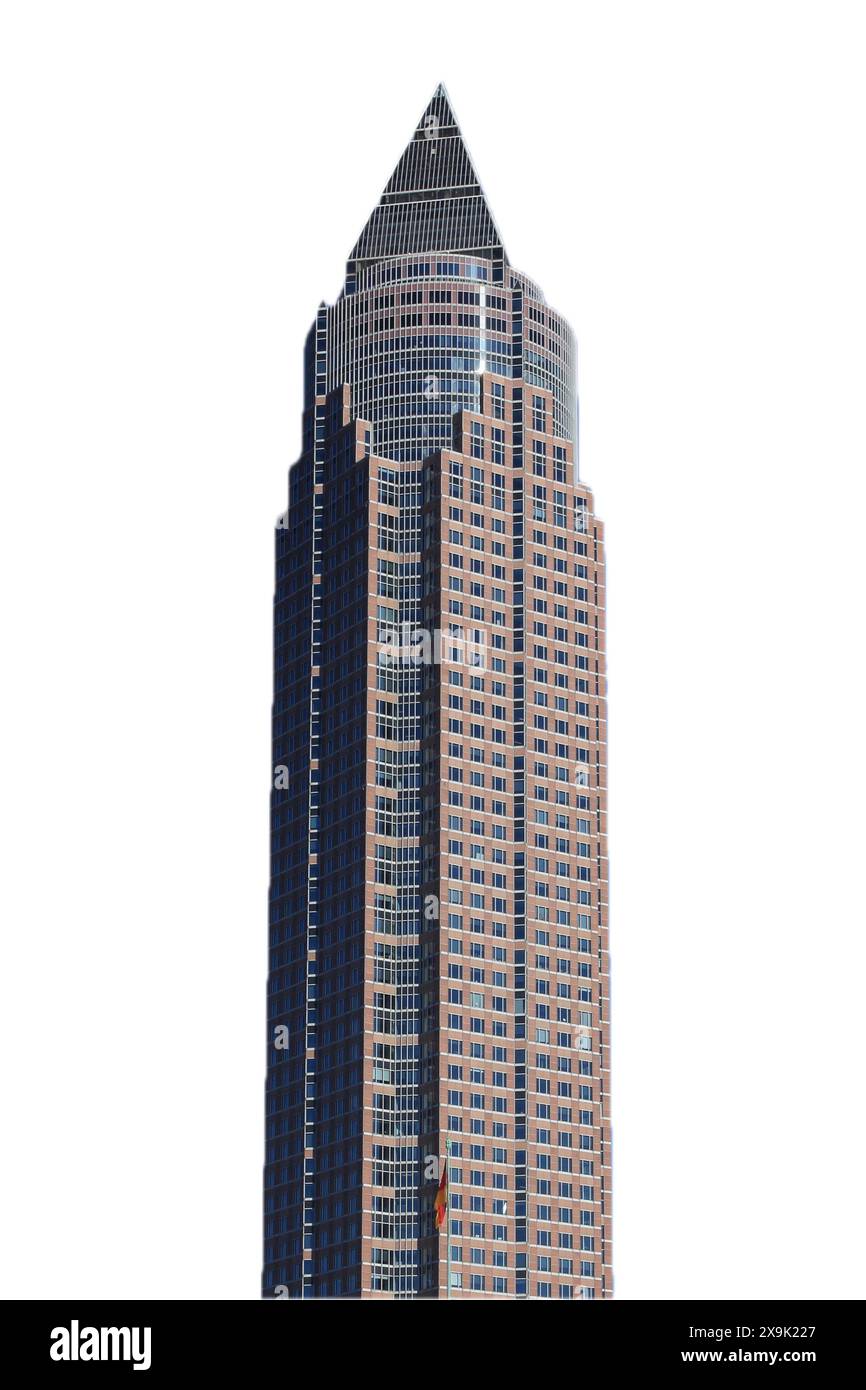 Le Messeturm, ou tour de foire commerciale, est un gratte-ciel de 63 étages et de 257 m situé dans le quartier Westend-Süd de Francfort, en Allemagne Banque D'Images