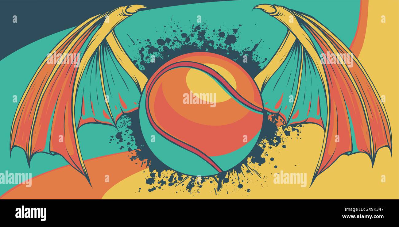 Illustration vectorielle d'une balle de tennis avec ailes Illustration de Vecteur