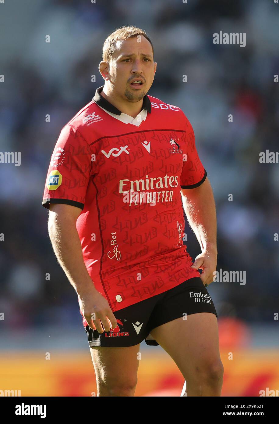 CAPE TOWN, AFRIQUE DU SUD - 1er JUIN : JP Smith des Emirates Lions lors du match du United Rugby Championship entre DHL Stormers et Emirates Lions au stade DHL le 1er juin 2024 au Cap, en Afrique du Sud. Photo de Shaun Roy/Alamy Live News Banque D'Images