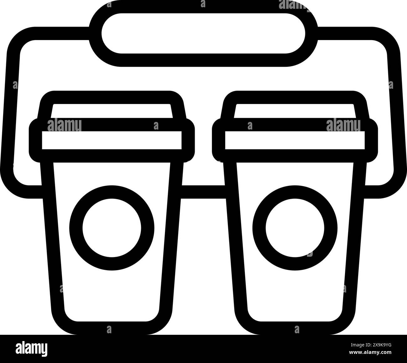 Illustration d'icône de dessin de ligne noir et blanc de deux tasses à café à emporter, parfait pour les menus et les applications Illustration de Vecteur
