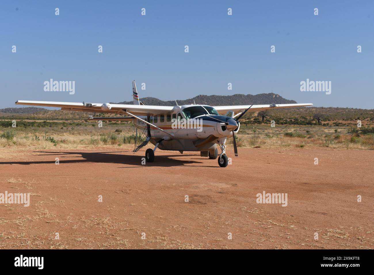 Cessna 208 Caravan au parc national de Ruaha, Tanzanie Banque D'Images