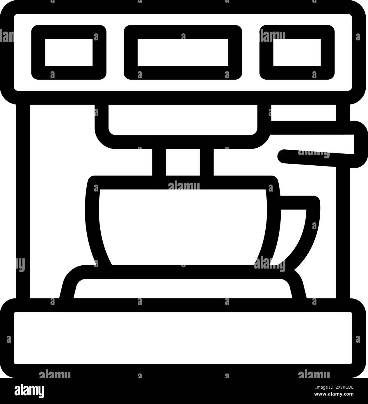 Icône moderne de machine à café électronique dans un design plat minimaliste à la mode pour l'équipement de cuisine et la préparation de boissons. Parfait pour l'application d'amoureux du café ou logo Web Illustration de Vecteur