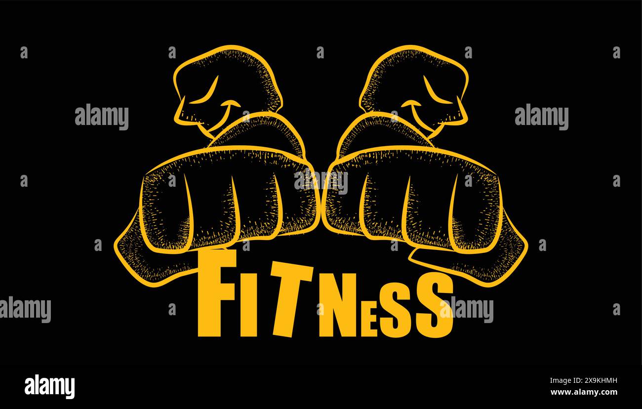 Illustration poing vue de face homme fort, musculation, combat, fitness Illustration de Vecteur