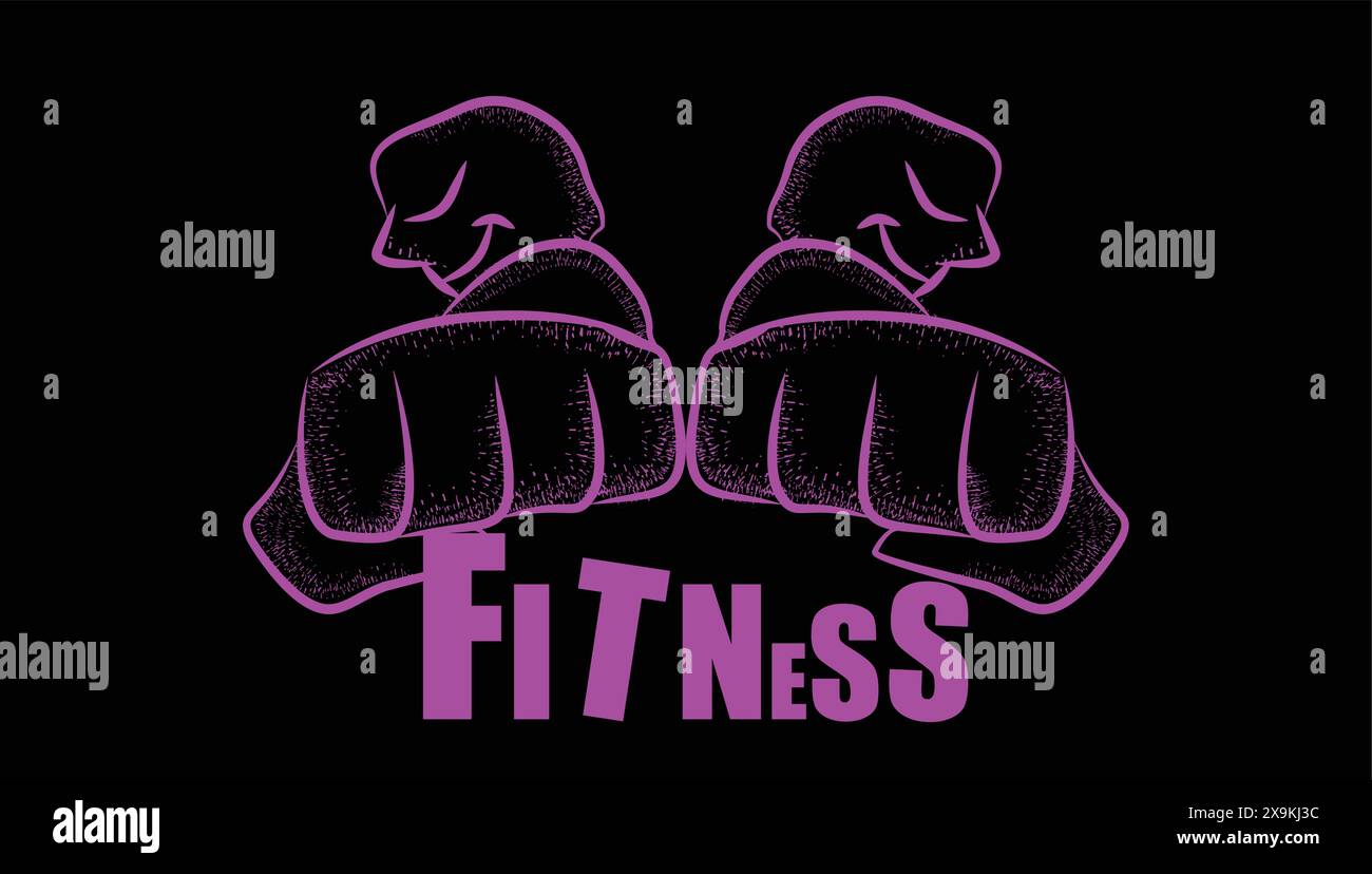 Illustration poing vue de face homme fort, musculation, combat, fitness Illustration de Vecteur
