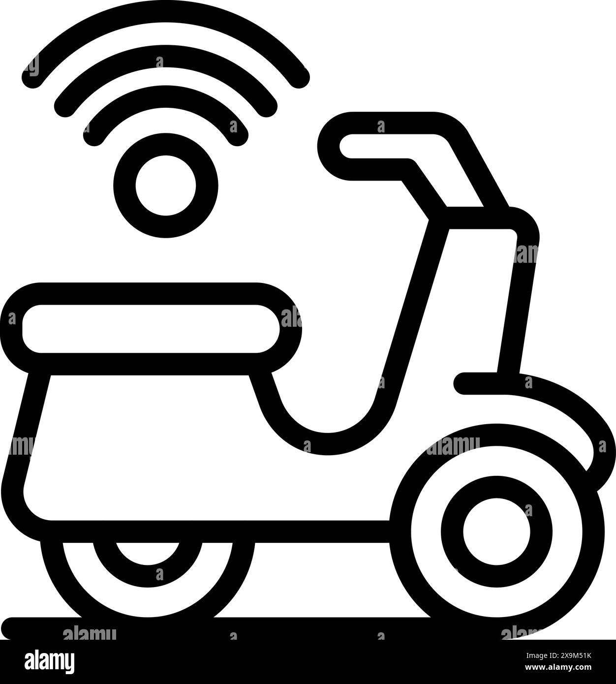 Illustration d'icône de scooter de livraison sans fil moderne et efficace pour un service de transport autonome intelligent dans la logistique urbaine et les affaires de commerce électronique, avec un design minimaliste et des lignes épurées Illustration de Vecteur