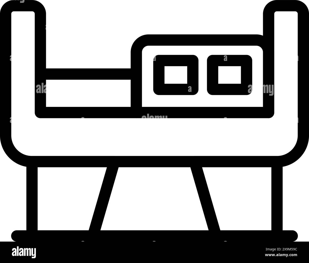 Conception d'icône de ligne simple d'un lit d'hôpital, idéal pour l'infographie médicale Illustration de Vecteur