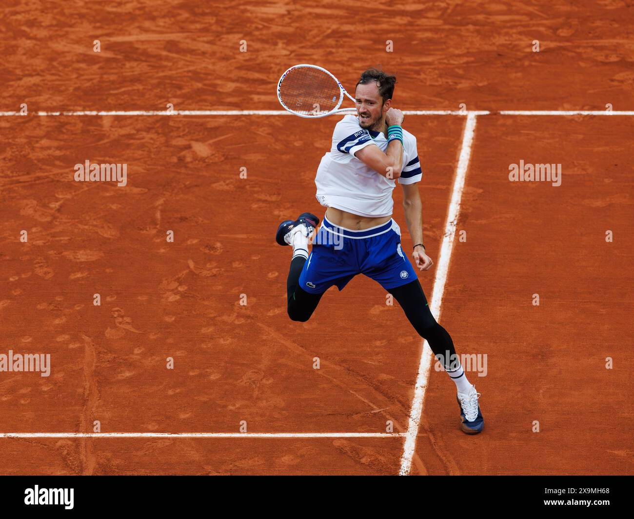 Roland Garros, 01 juin 2024 : Daniil Medvedev (RUS) lors de l'Open de France 2024. Corleve/Mark Peterson Banque D'Images