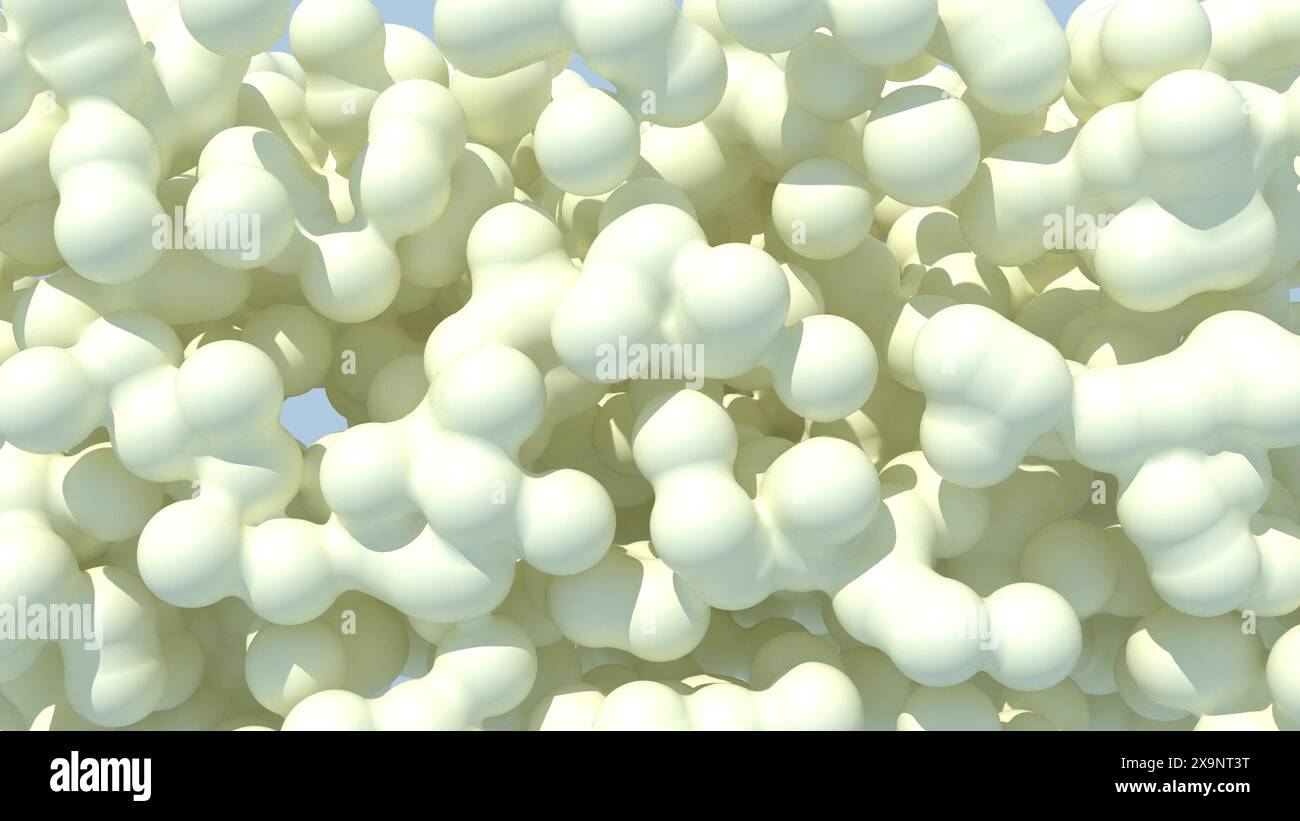 Beaucoup de cellules vivantes sous forme de métaballs disparaissent, perte de poids 3d rendu Banque D'Images
