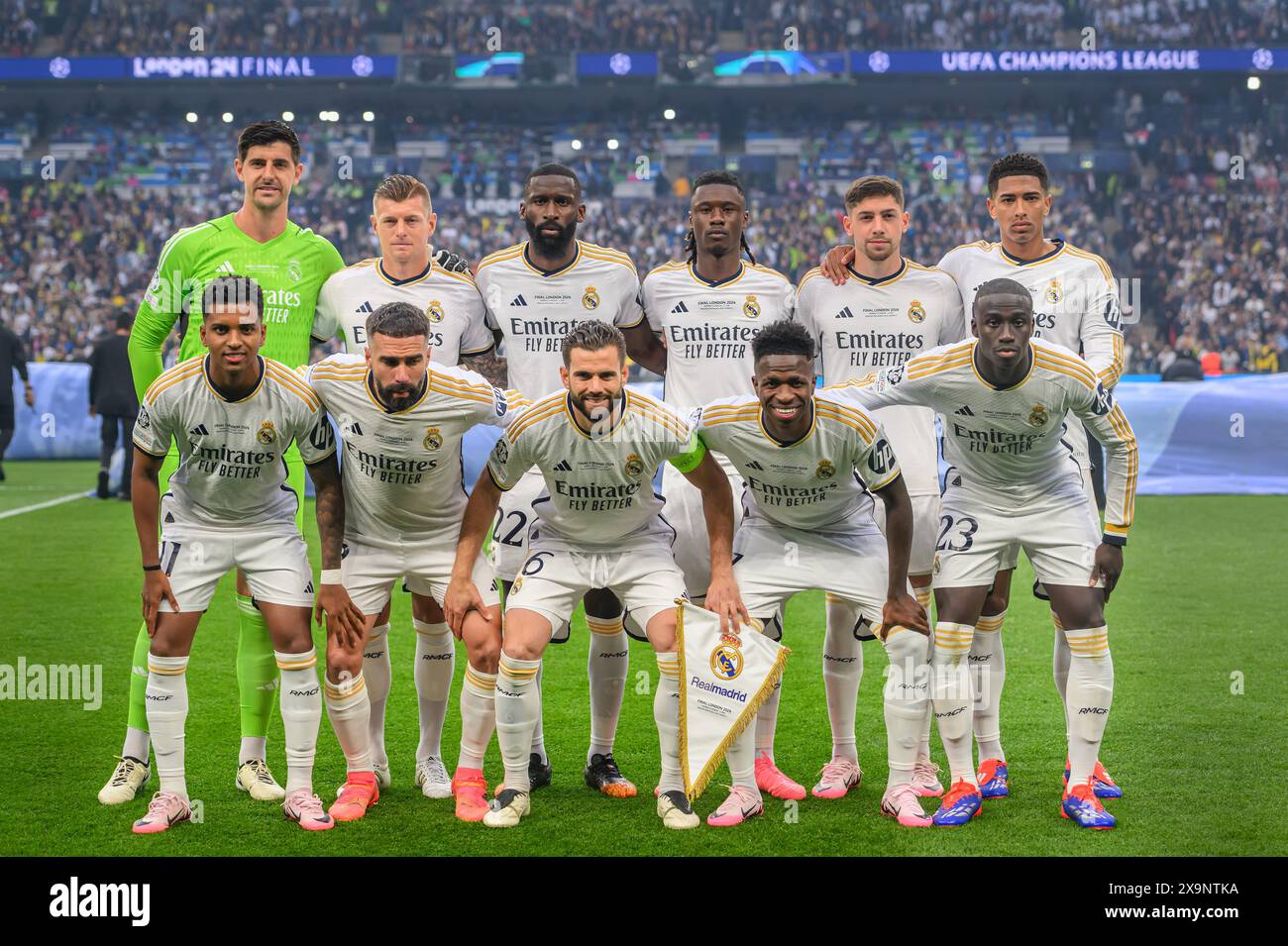 Londres, Royaume-Uni. 01 juin 2024 - Borussia Dortmund v Real Madrid - finale de l'UEFA Champions League - Wembley. La photo de l'équipe du Real Madrid. Finale de la Ligue des Champions - Londres 2024. Thibaut Courtois, Dani Carvajal, Ferland Mendy, Eduardo Camavinga, Antonio Rüdiger, Nacho, Federico Valverde, Jude Bellingham, Rodrygo, Vinícius Júnior, Toni Kroos. Image : Mark pain / Alamy Live News Banque D'Images