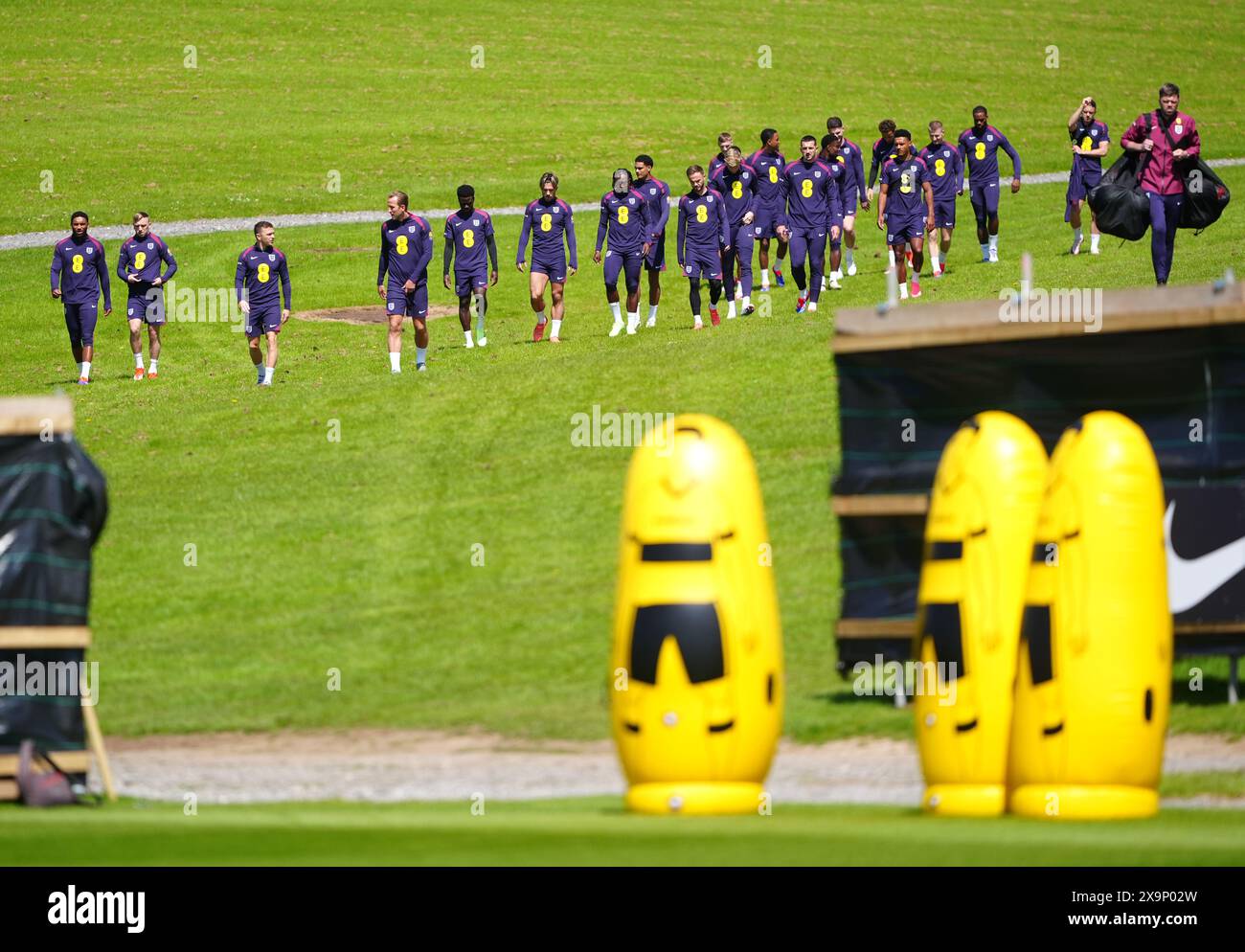 Joueurs anglais lors d'une séance d'entraînement à Rockliffe Park, comté de Durham. Date de la photo : dimanche 2 juin 2024. Banque D'Images