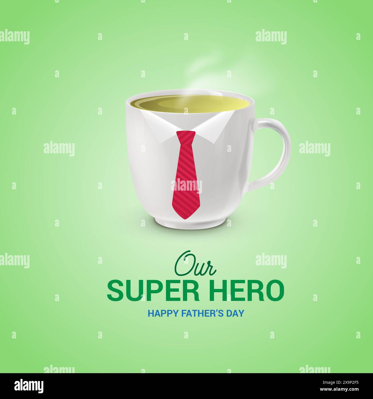 Bonne fête des pères thé café concept. Tasse blanche avec cravate rouge belle conception d'idée d'entreprise avec la typographie de texte de logo de fête des pères heureux isolé Illustration de Vecteur