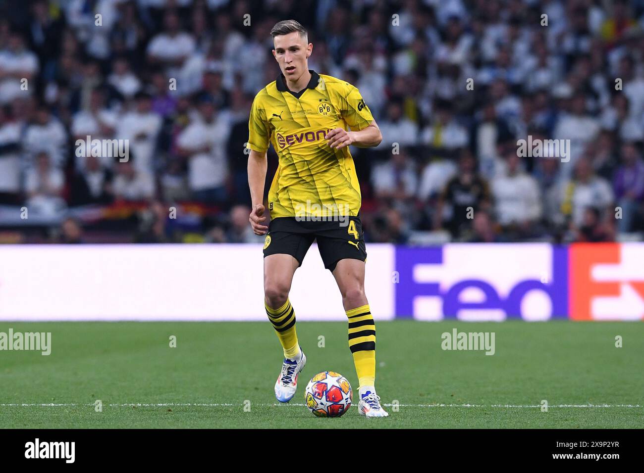 Finale de la Ligue des Champions de Fussball Borussia Dortmund - Real Madrid AM 01.06.2024 im Wembley-Stadion in London Nico Schlotterbeck ( Dortmund ) Foto : Revierfoto Banque D'Images