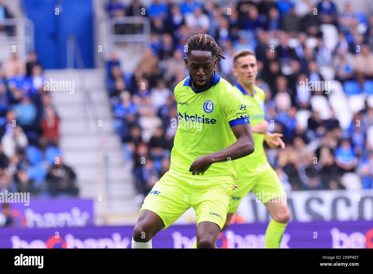 Genk, Belgique. 02 juin 2024. Mujaid Sadick de Genk photographié lors de la Jupiler Pro League saison 2023 - 2024 jour de match 41 entre KRC Genk et AA Gent le 2 juin 2024 à Genk, Belgique. (Photo de Frank Abbeloos/Isosport/Content Curation/SIPA USA) crédit : SIPA US/Alamy Live News Banque D'Images