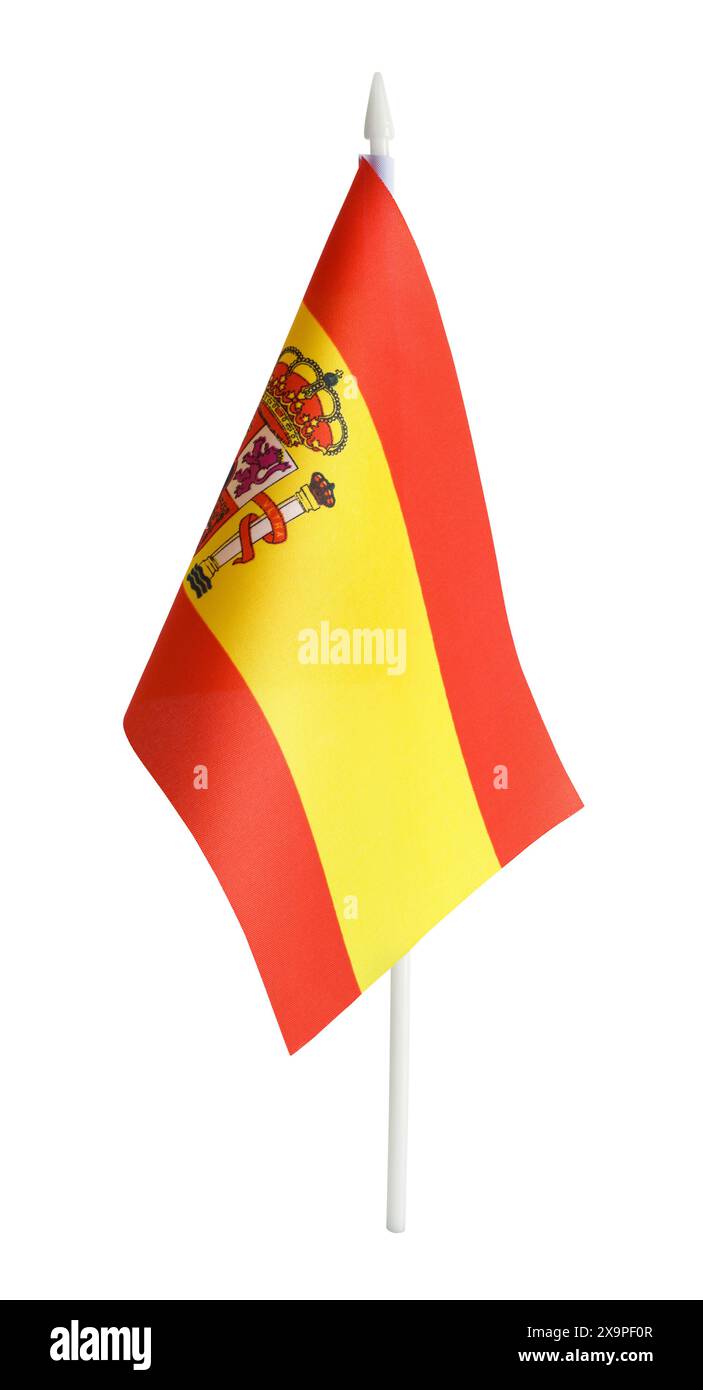 Drapeau de bureau Espagne découpé sur blanc. Banque D'Images