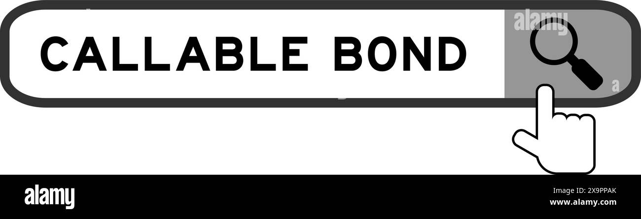 Bannière de recherche dans le lien appelable mot avec l'icône loupe de main sur fond blanc Illustration de Vecteur