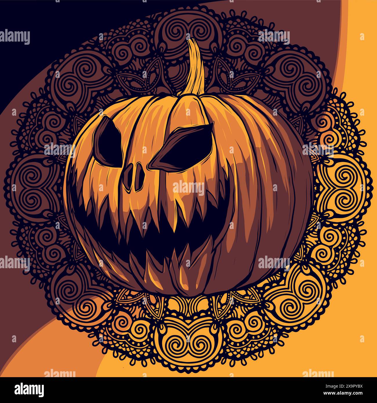 Illustration vectorielle de Mandala Halloween Pumpkin design Illustration de Vecteur