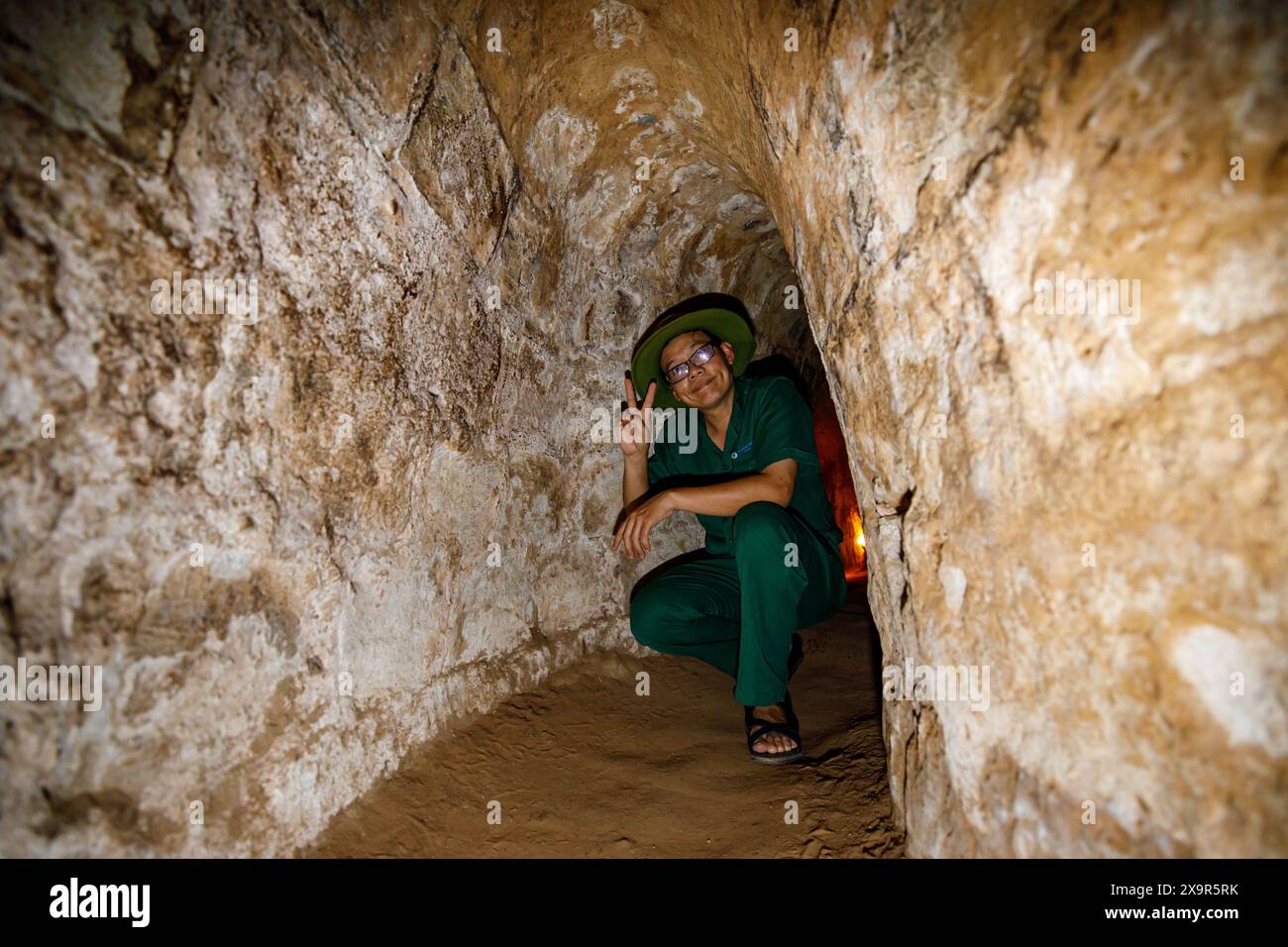 Le tunnel de guerre du Vietnam de Cu Chi à Saigon au Vietnam Banque D'Images
