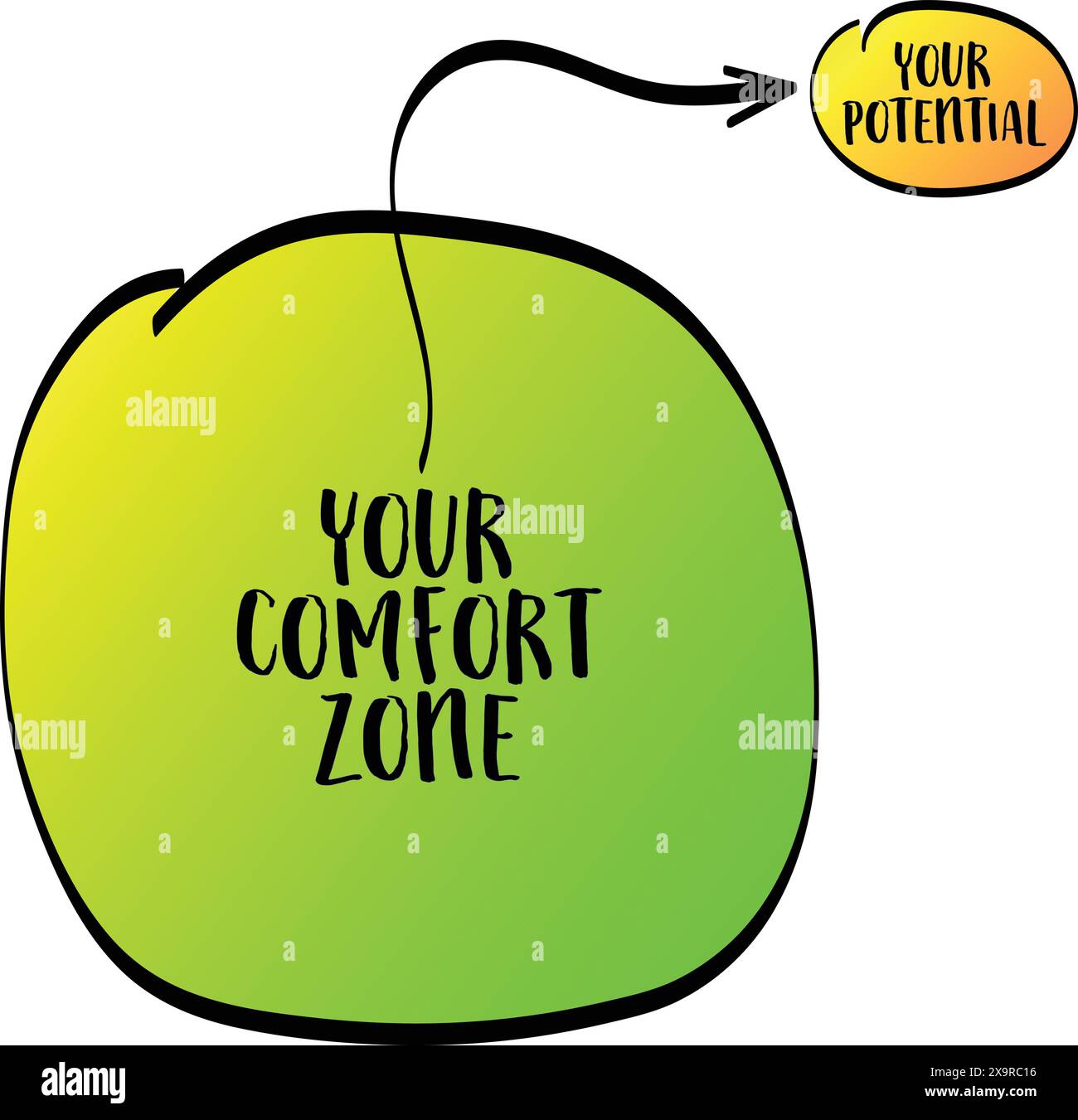 sortez de votre zone de confort pour atteindre votre potentiel, concept de développement personnel Illustration de Vecteur