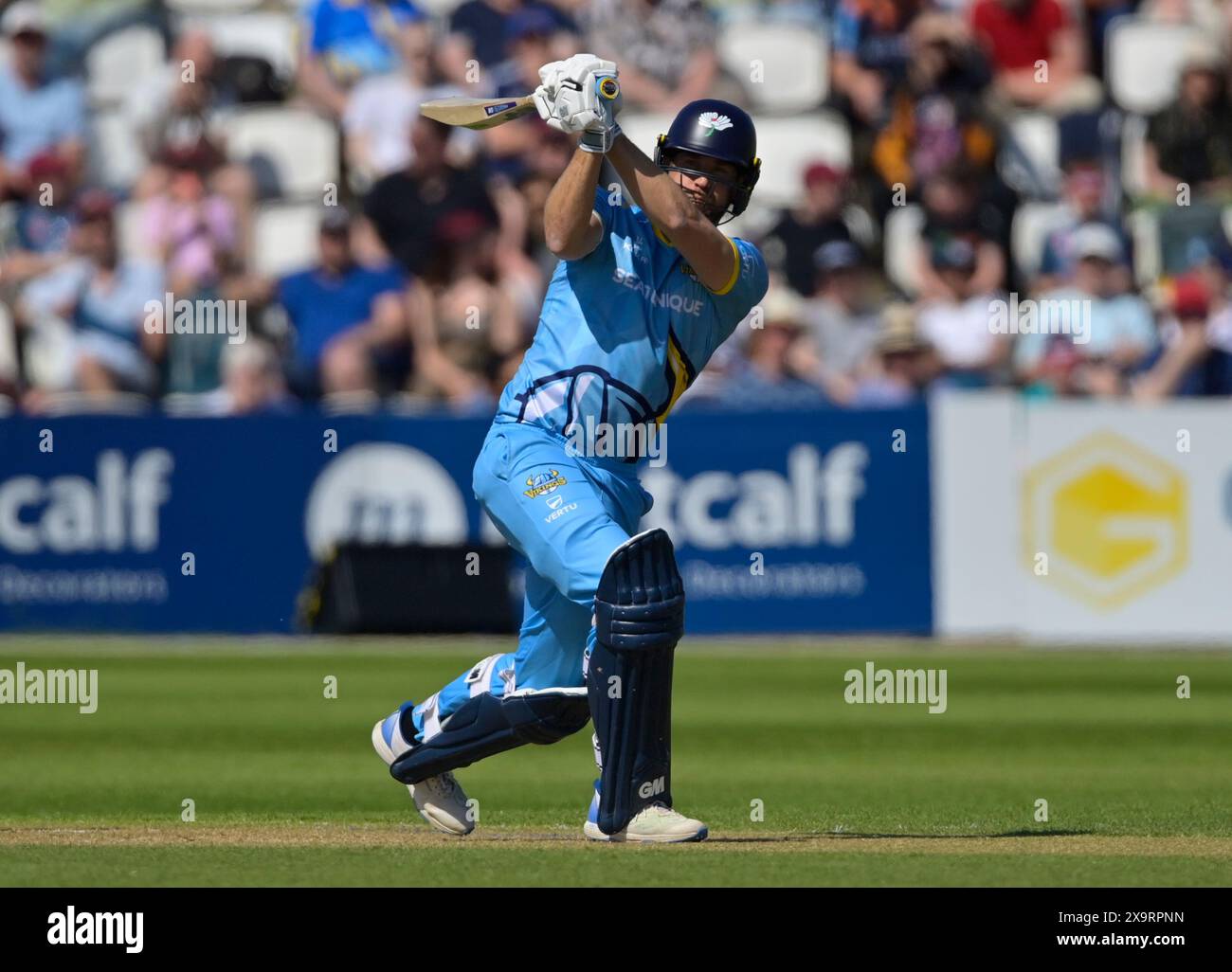 NORTHAMPTON, ROYAUME-UNI. 2 juin 2024. DAWID MALAN bat pour le Yorkshire lors du T20 Vitality Blast match entre Northamptonshire Steelbacks vs Yorkshire Vikings au County Ground de Northampton, Angleterre crédit : PATRICK ANTHONISZ/Alamy Live News Banque D'Images