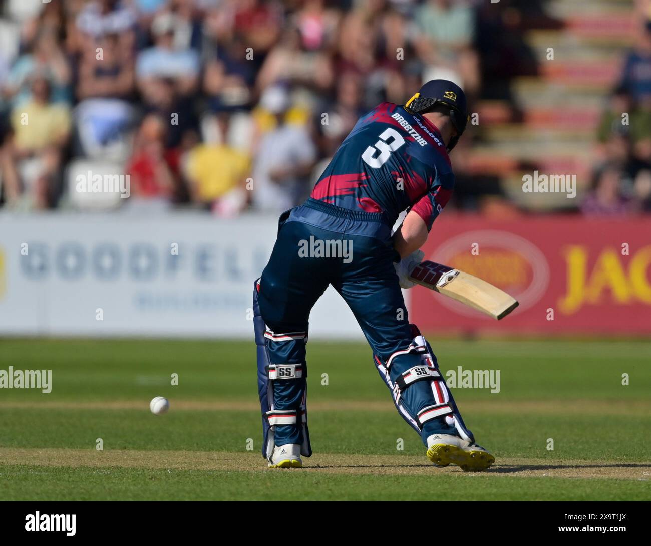 NORTHAMPTON, ROYAUME-UNI. 2 juin 2024. Matthew Breetzke en batteur pour Northampton lors du T20 Vitality Blast match entre Northamptonshire Steelbacks vs Yorkshire Vikings au County Ground de Northampton, Angleterre crédit : PATRICK ANTHONISZ/Alamy Live News Banque D'Images