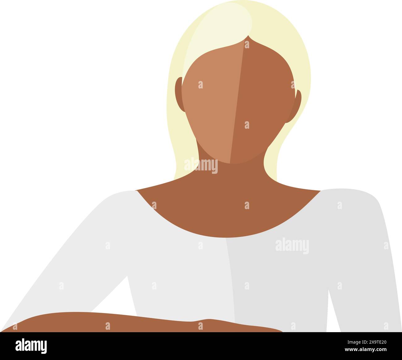 Facelesss jeune et décontracté femme blonde avec vecteur d'icône d'avatar haut blanc Illustration de Vecteur