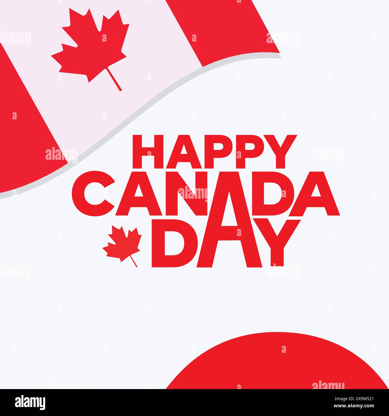 Modèle de la fête du Canada avec feuille d'érable et drapeau du Canada sur fond blanc. Illustration de typographie vectorielle heureuse de la journée du Canada. 1er juillet indépendance Illustration de Vecteur