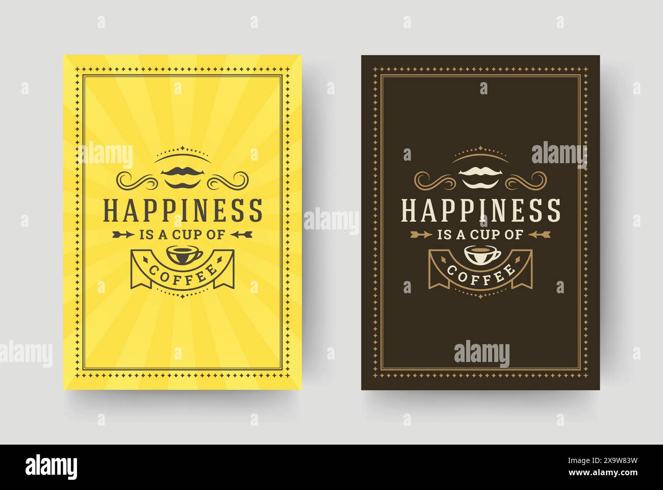 Citation de café style typographique vintage illustration vectorielle de conception de phrase inspirante. Affiche de motivation le bonheur est une tasse de message de café et bea Illustration de Vecteur