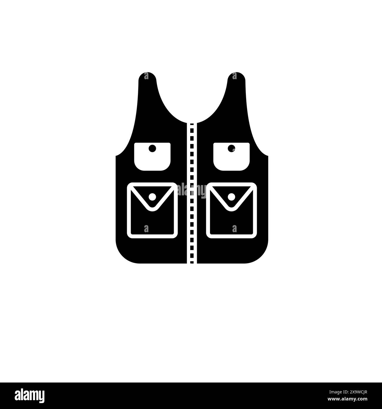 Débarquement gilet de pêche, gilet, molle Solid Flat Vector icône isolé sur fond blanc. Illustration de Vecteur
