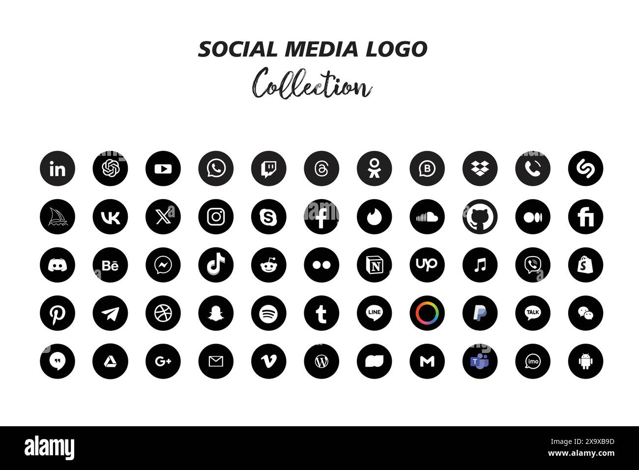 Icônes de logo de médias sociaux populaires facebook, instagram, youtube, pinterest, tiktok et etc icônes de logo, ensemble d'icônes de médias sociaux Illustration de Vecteur