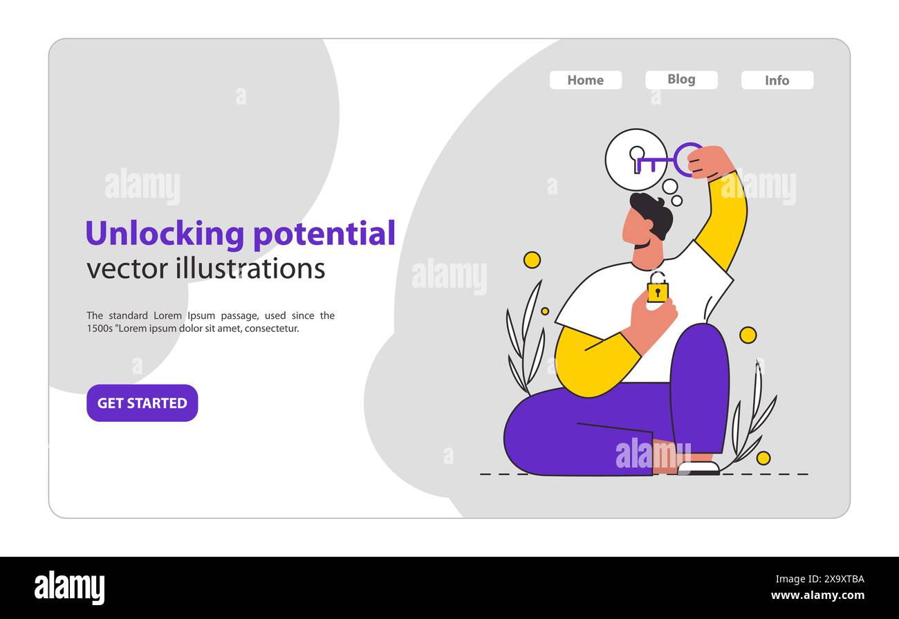 Déverrouiller le concept potentiel Une représentation vivante de la découverte de soi, la capture d'un moment de réalisation et le déverrouillage de nouvelles possibilités en soi idéal pour les thèmes de croissance personnelle vecteur Illustration de Vecteur
