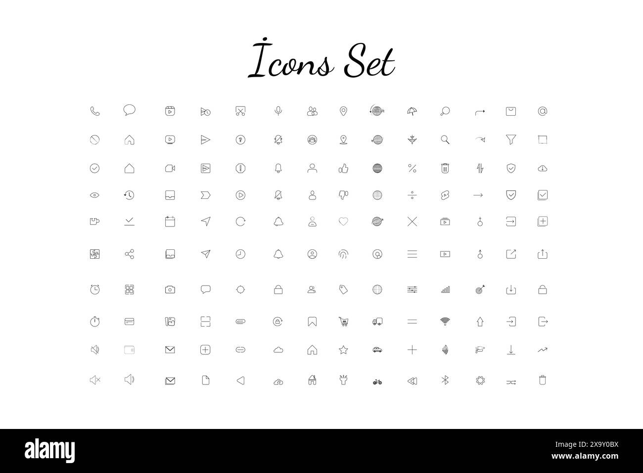 Concept d'ensemble d'icônes universelles Vector ui. Collection d'ensembles d'icônes. Pack d'icônes réseau Illustration de Vecteur