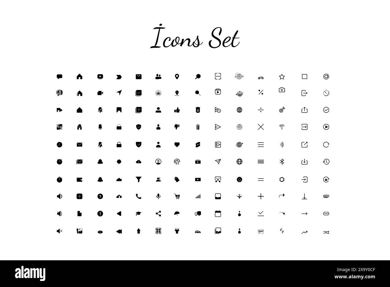 Concept d'ensemble d'icônes universelles Vector ui. Collection d'ensembles d'icônes. Pack d'icônes réseau Illustration de Vecteur