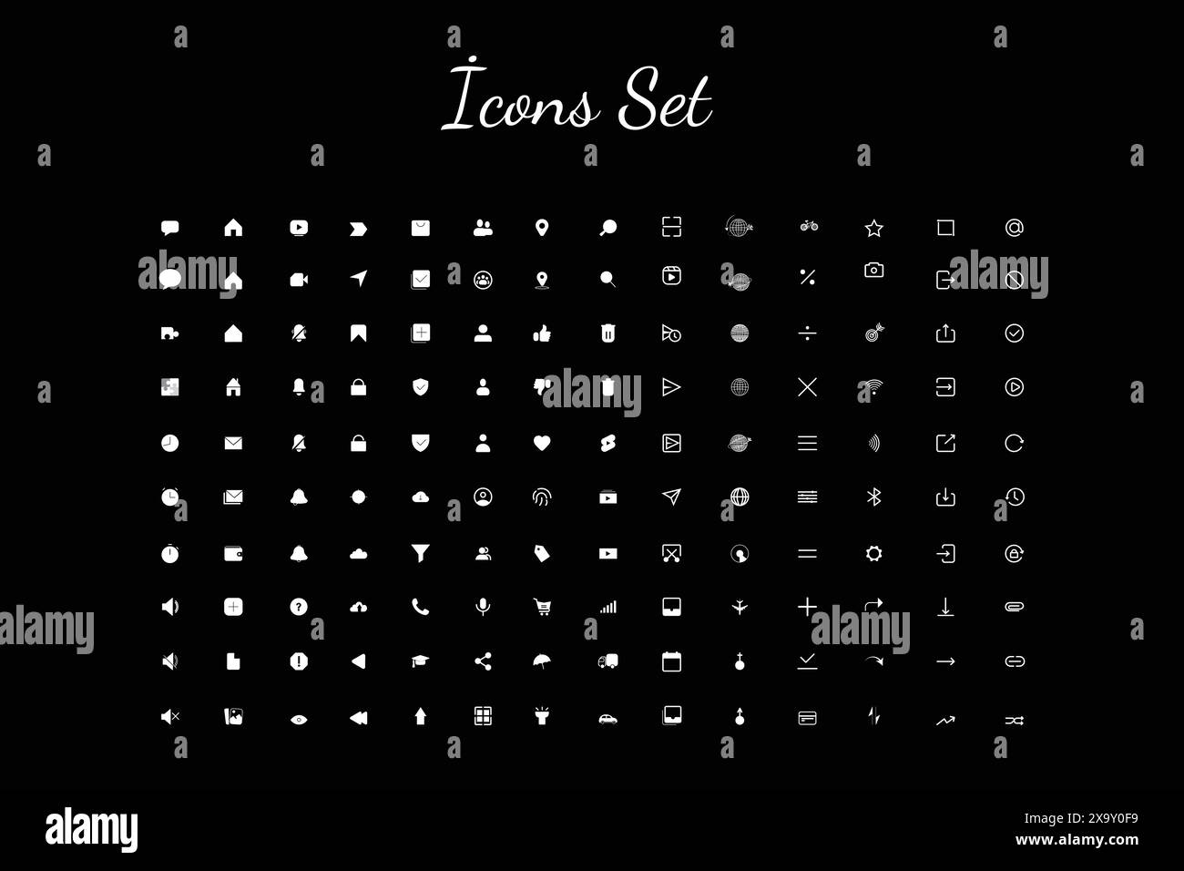 Concept d'ensemble d'icônes universelles Vector ui. Collection d'ensembles d'icônes. Pack d'icônes réseau Illustration de Vecteur