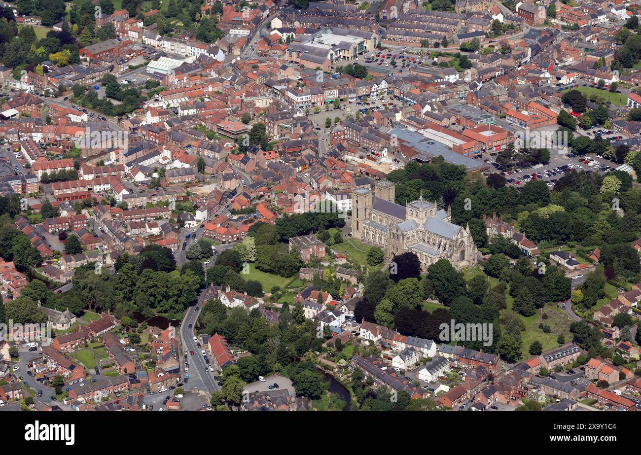 Vue aérienne du centre-ville de Ripon, Yorkshire du Nord Banque D'Images