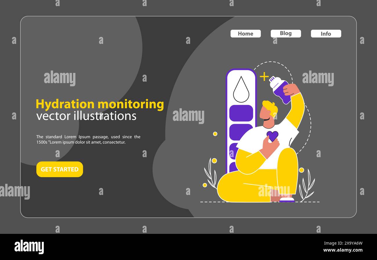 Concept de surveillance de l'hydratation souligne l'importance de la consommation d'eau en mettant l'accent sur la santé et l'auto-soin encourage le suivi pour un style de vie hydraté illustration vectorielle Illustration de Vecteur