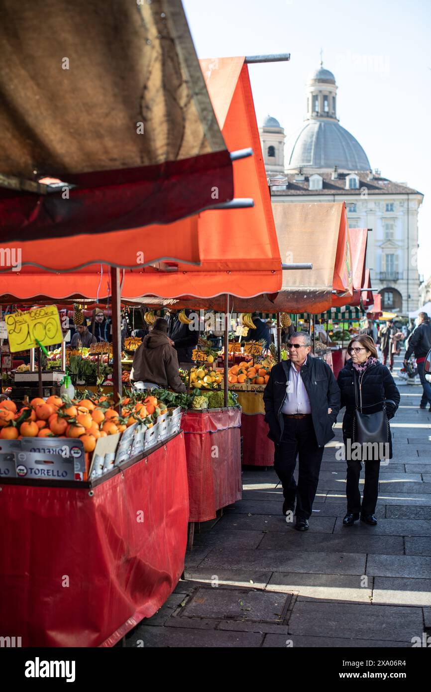 Marché alimentaire, Turin, Italie Banque D'Images