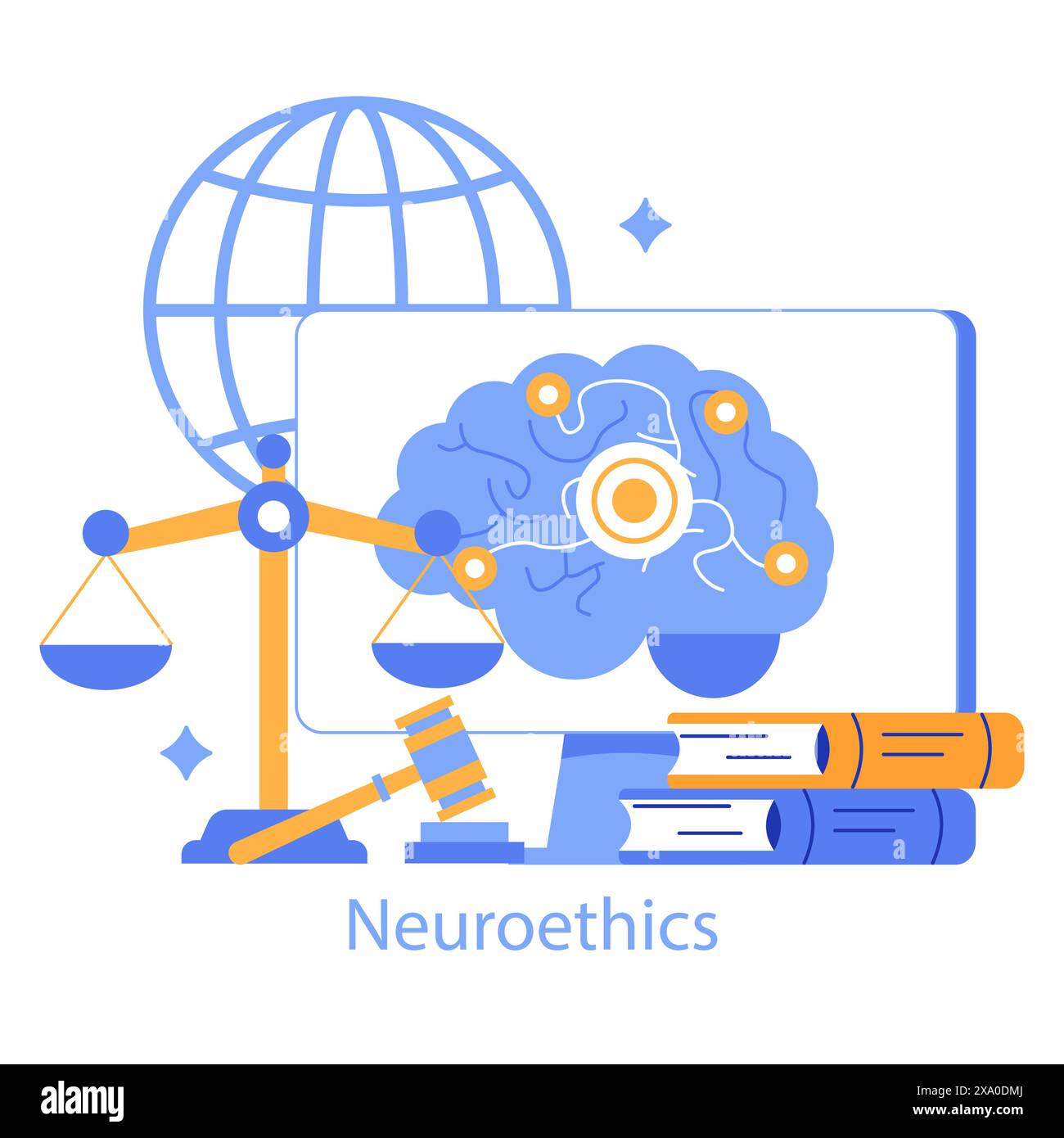 Concept de neuroéthique une illustration vectorielle éclairante reflétant l'équilibre des progrès de la science du cerveau avec des considérations éthiques illustration vectorielle Illustration de Vecteur