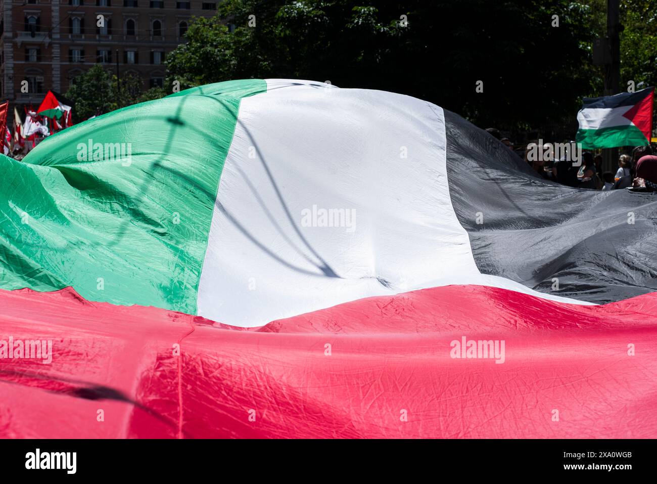 Rome, Italie. Dans le drapeau photo de Palestine. UTILISATION ÉDITORIALE UNIQUEMENT ! NON DESTINÉ À UN USAGE COMMERCIAL ! Banque D'Images