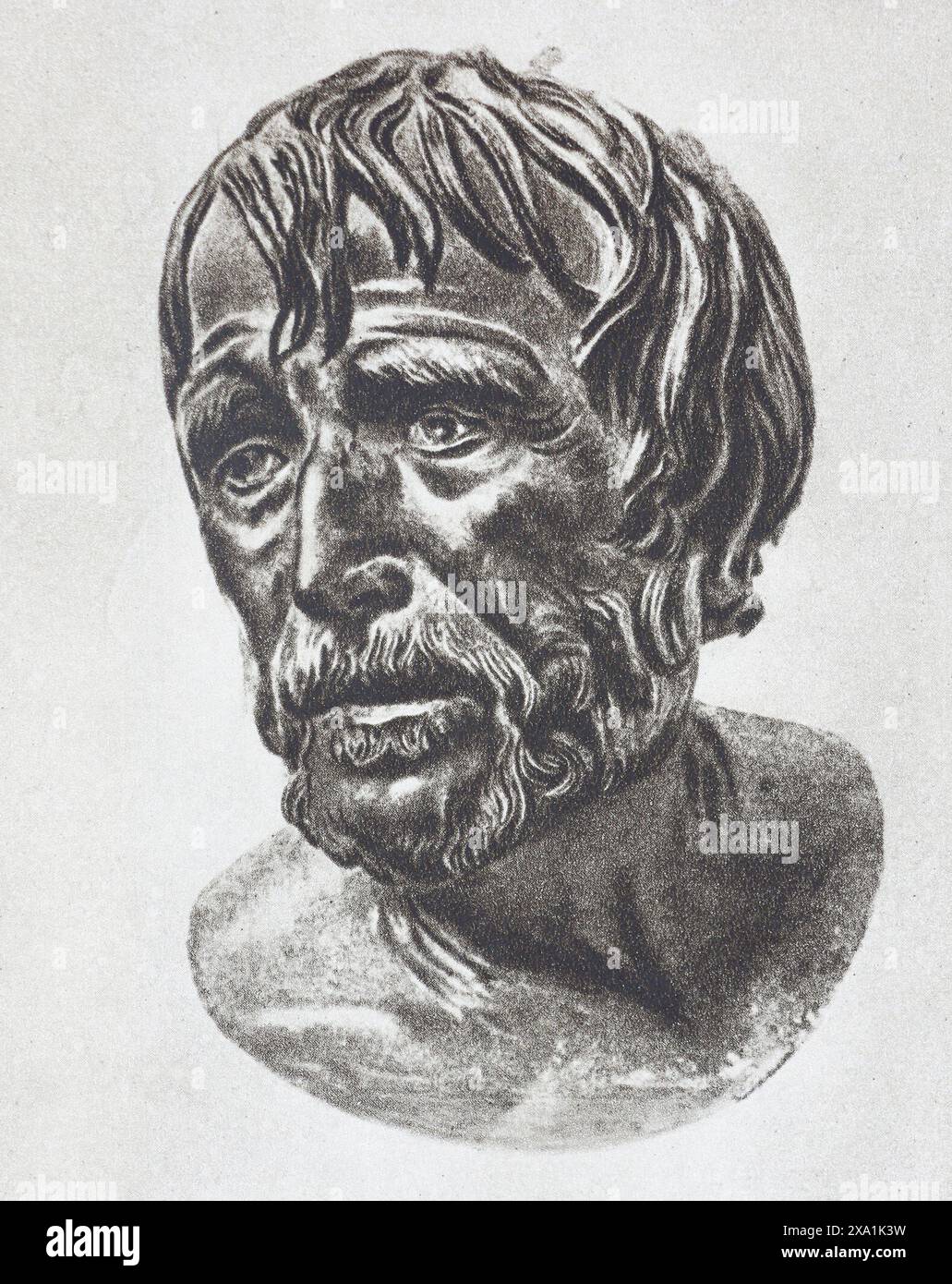 Buste d'Ésope - fabuliste grec ancien. Photographie du milieu du XXe siècle. Banque D'Images