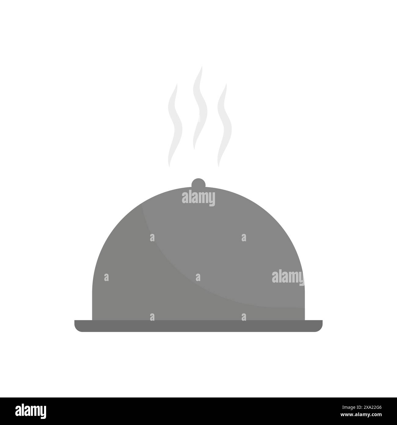 Icône vectorielle de couverture alimentaire à la vapeur. Illustration d'un plateau de service pour repas chaud. Service de restaurant symbole vectoriel. Illustration de Vecteur