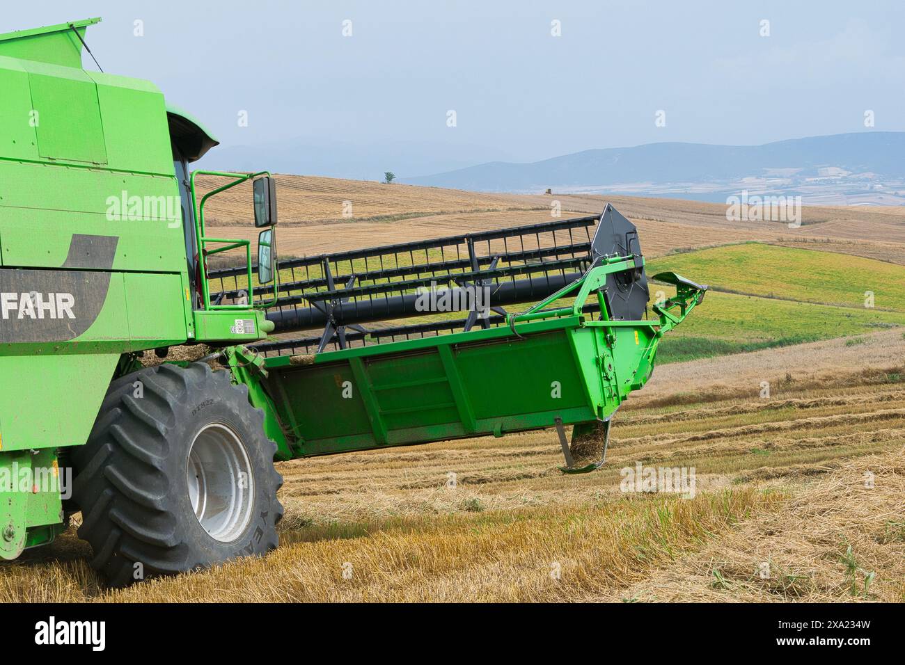 Machine de récolte récolteuse de champ de blé. L'agriculture Banque D'Images