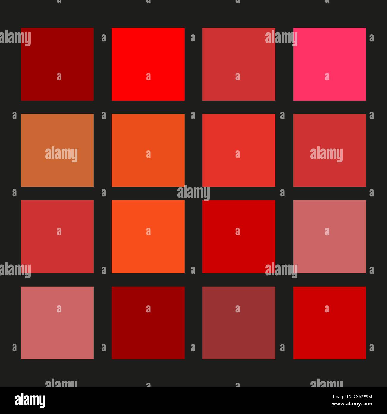 Nuances de la palette de carrés rouges. Nuances de dégradé, nuances de couleur. Théorie des couleurs de conception. Illustration vectorielle. SPE 10. Illustration de Vecteur