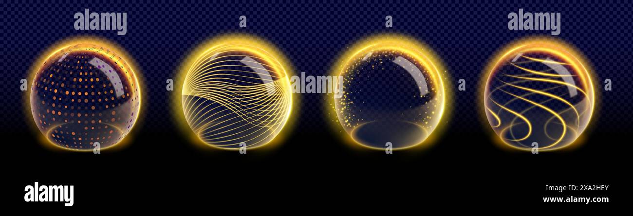 bouclier de sphère 3d avec vecteur d'effet de barrière abstrait. Dôme d'énergie avec espace de cercle de verre pour protéger la peau des uv du soleil. Graphique d'entretien SPF. Élément cyber futuriste magique sur fond transparent Illustration de Vecteur