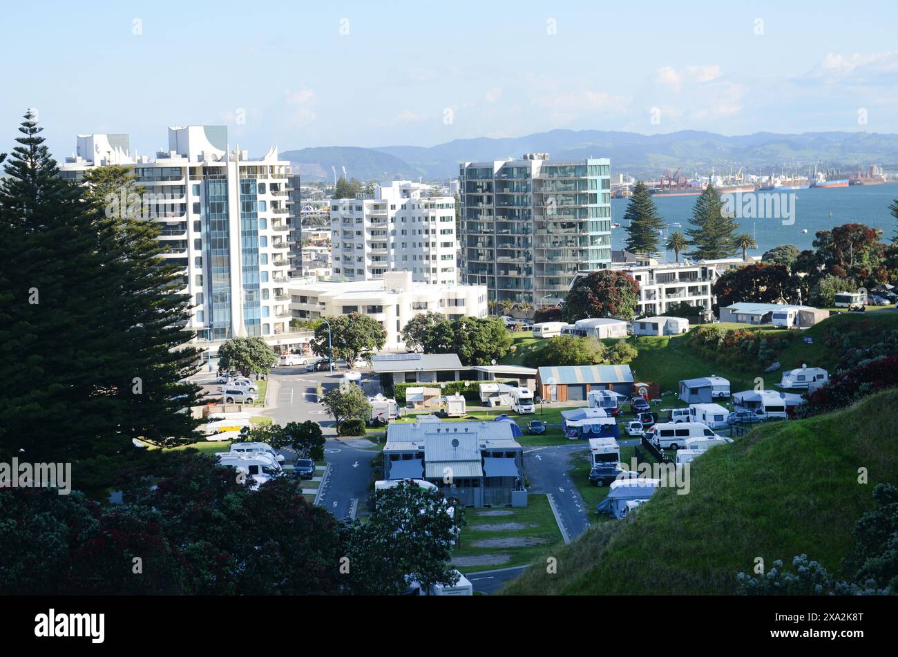 Belles vues depuis le mont Maunganui à Tauranga, Nouvelle-Zélande. Banque D'Images