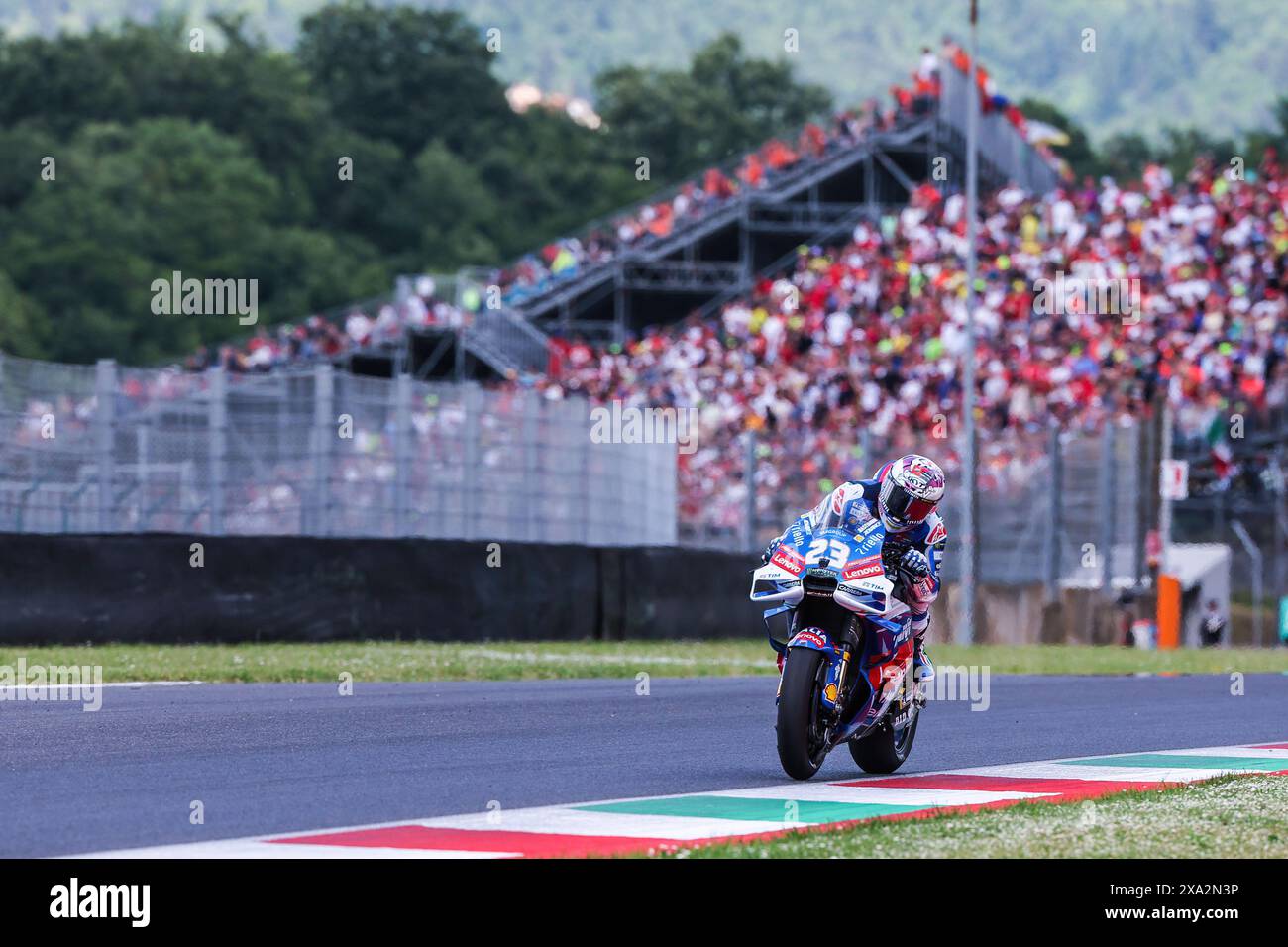 Scarperia, Italie. 02 juin 2024. Enea Bastianini d'Italie et Ducati Lenovo Team vus en action lors du MotoGP GP7 Gran Premio d'Italia Brembo - course sur le circuit Mugello. Crédit : SOPA images Limited/Alamy Live News Banque D'Images