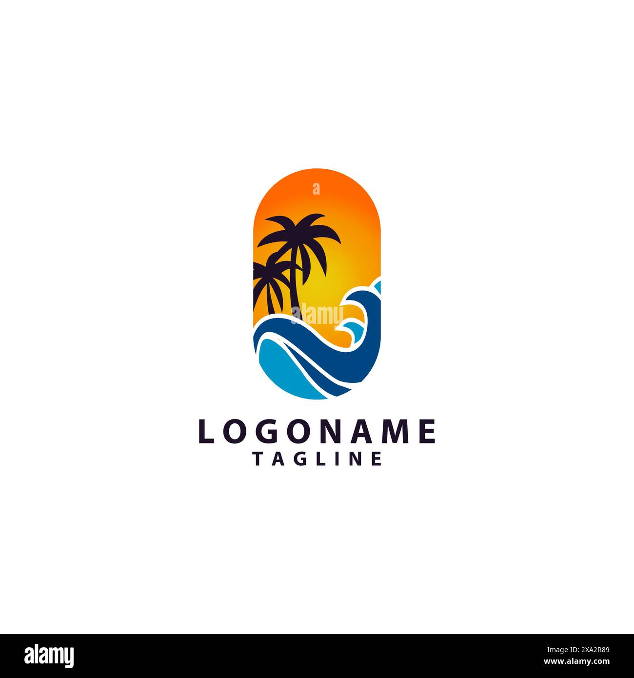 vecteur de conception de logo de coucher de soleil de plage Illustration de Vecteur