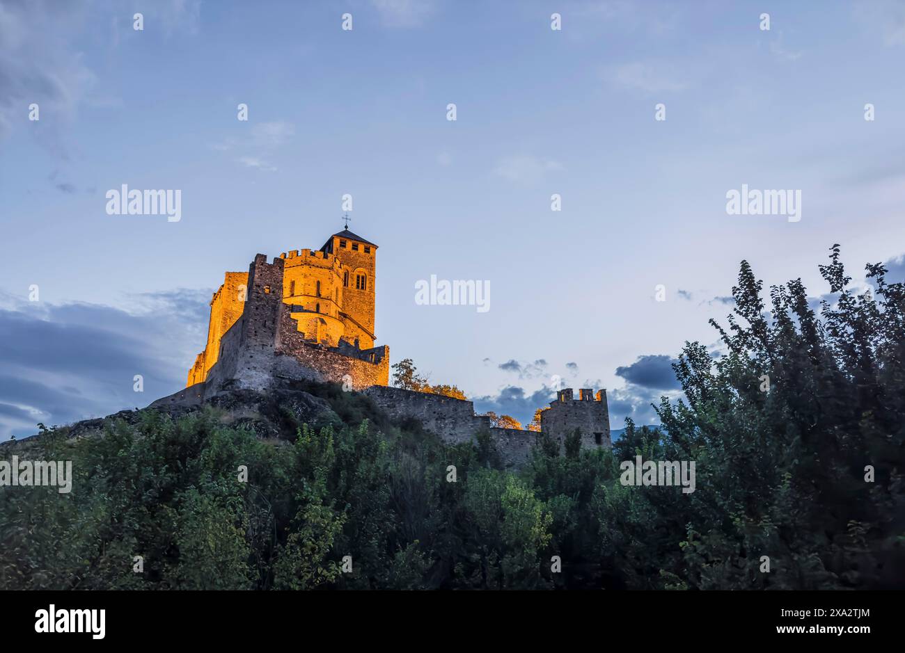 Ambiance soirée, Château de Valere, Sion, Suisse Banque D'Images