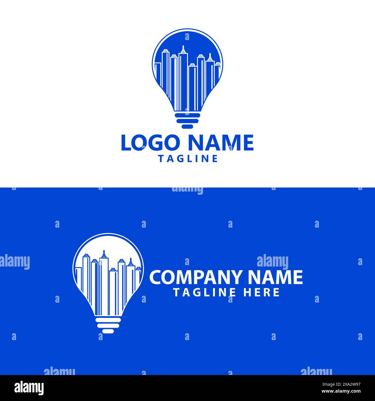 vecteur de conception de logo ​​light ampoules city Illustration de Vecteur